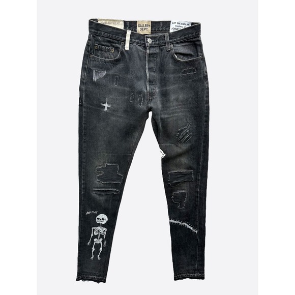 Gallery Dept Black F**k Face Distressed Jeans - Picture 1 of 6